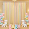 Rainbow Sheer Backdrop Curtains Tulle Curtain Backdrops for Wedding Party