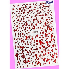 Irregular Spot Printing Polka-Dot Gold-Foil 3D Nail Stickers 3312 Red for Nails Design Nail Art Stickers Decals Supplies Manicure Tips Sticker Colorful for Nail Decorations