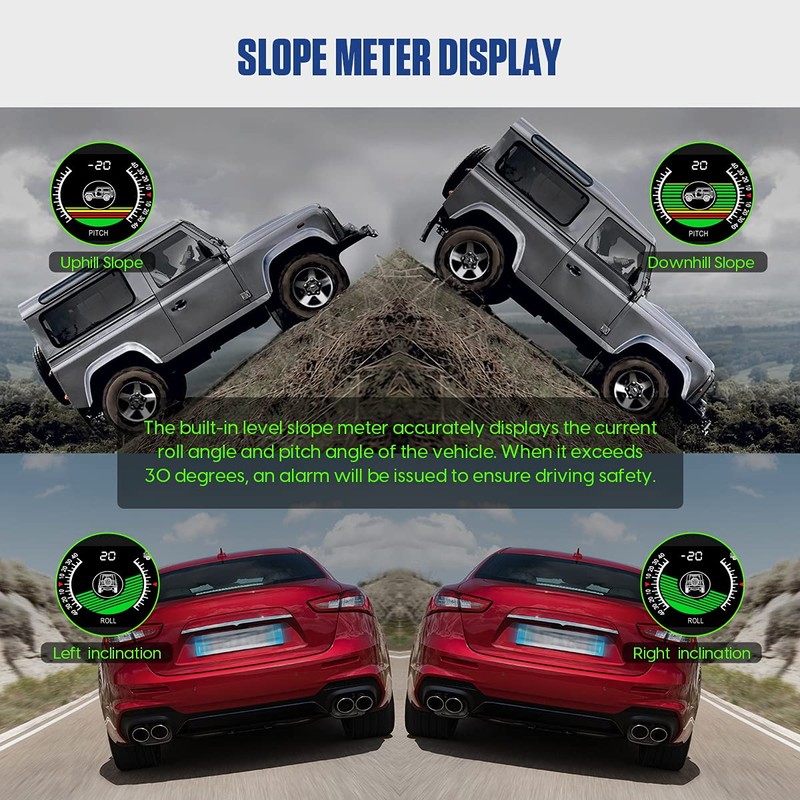 MR CARTOOL Car Digital Inclinometer M50 Automotive HUD Angle Slope