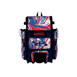 Boombah Superpack Hybrid Rolling Bat Bag - Flow 2.0 Bat Pack Navy/Red/White - Wheeled & Backpack Version