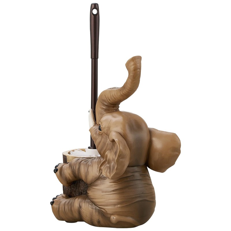 Elephant Toilet Brush and Holder Set - Space Saving, Deep