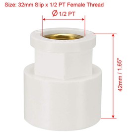 TOP-VIGOR 32mm Slip x 1/2 PT Female Brass Thread PVC Pipe Fitting Connector Straight Coupling Adapter Pipe Fix Hold Corresponding Pipes