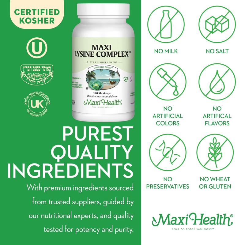 Maxi Health Lysine Complex with Probiotics - L-Lysine 1000mg for