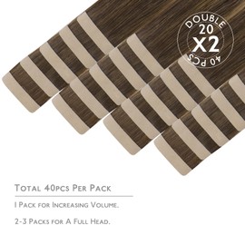 WENNALIFE Tape in Hair Extensions Human Hair, 40pcs 100g 20 inch Balayage Chocolate Brown to Caramel Blonde Hair Extensions Real Human Hair Straight Tape in Extensions Reusable Real Hair Extensions