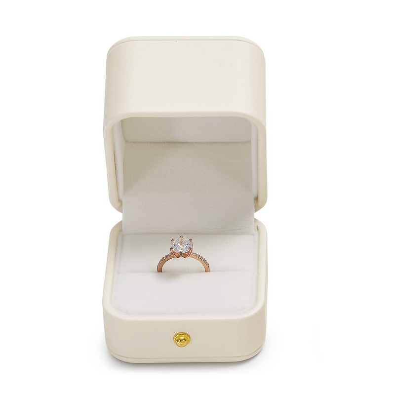 Woodten Small Presentation Jewelry Ring Gift Box Premium White PU