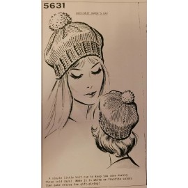 mail order 5631 Vintage EASY KNIT BAKER'S CAP  PATTERN TO KNIT (Repro)