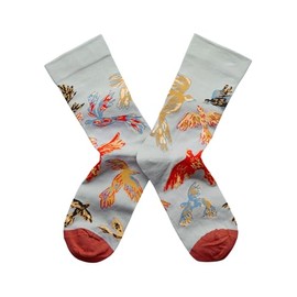 Bonne Maison - Women's Premium Egyptian Cotton Mid-Calf Socks - Comfortable and Durable - Rain Birds Model - Made in France - 1 Pair of Socks - Size 39/41, grey, 39-41