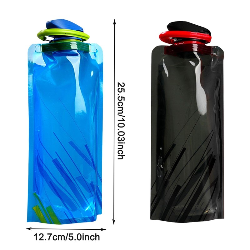 MUNSKT 2 Piece 700ML Foldable Water Bottles, Flexible Foldable Reusable