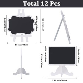 GORGECRAFT 12Pcs 2 Styles Mini Chalkboard Sign Small Wooden Chalkboard Labels Replacement Stickers Wood Frame Chalk Board with Easel Stand for Food Restaurant Tabletop Display Banquet Coffee Shop