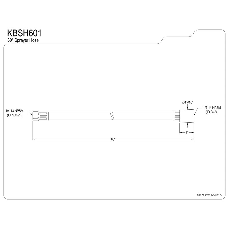Kingston Brass KBSH601 60-Inch Kitchen Side Sprayer Hose, Gray/Polished Chrome