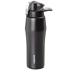Cupture Action Water Bottle Flip Top with Handle - 22oz Stainless Steel Vacuum-Insulated (Black)