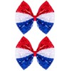 IKOLA 4.5 Inch Sequin Hair Bows, Red White Blue
