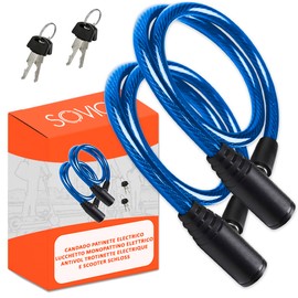 E Scooter Lock Double Security 2 Pieces Steel Cable Durable 60 cm Modern Key Lock Secure Robust Practical Easy to Store Blue