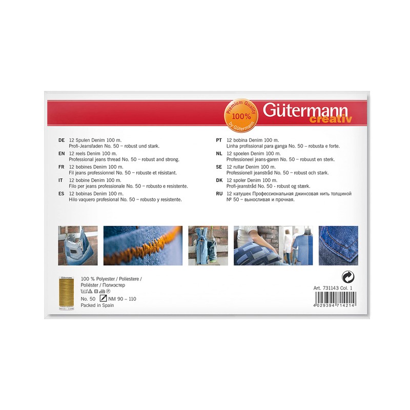 Gütermann Creativ Sewing Thread Set with 12 Spools Professional Denim