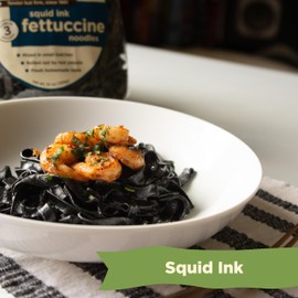 Al Dente Squid Ink Fettuccine – All-Natural Egg Pasta. Delicious, Gourmet, And Versatile. Traditional Pasta Noodles Made With Cage-Free Eggs, Semolina, And Real Squid Ink. 10oz Bags (Pack of 6)