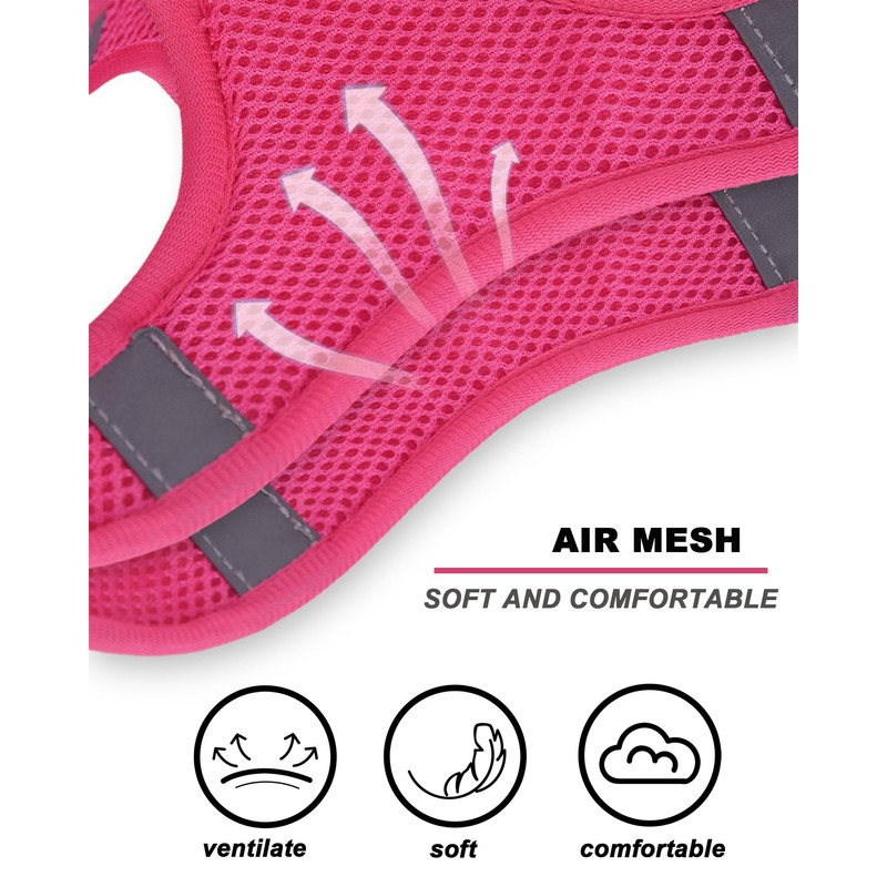 JUFOO M Peach Flower Pattern Dog Harness and Leash Set,No