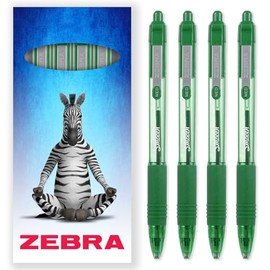 Zebra Z-Grip Smooth Ink Retractable Ballpoint Pen - 1.0mm Nib - Pack of 4 Pens - In Gift Box Packaging (Green)