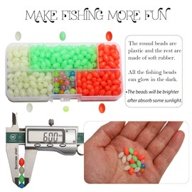 Dovesun Soft Rubber Fishing Beads Fishing Accessories Fishing Bait Eggs Oval Luminous Fishing Beads with Fishing Tackle-Box 0.23 * 0,39in(410pcs)