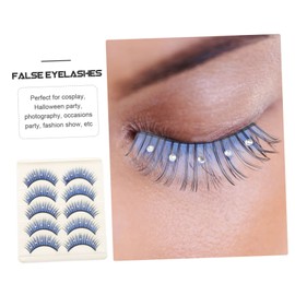 Baluue Sets Lashes Side Lashes Set Fake Eyelashes Rhinestones Long Dramatic for Cosplay for Makeup Look Pairs