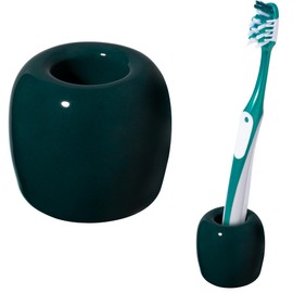 Urbanstrive Ceramic Toothbrush Holders for Bathrooms, Sleek Tooth Brush Holder Toothbrush Stand Tooth Brushing Holder, Portable Bathroom Accessories Organizer, Dark Green, 1 Pack