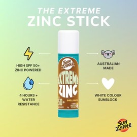 Sun Zapper Extreme Zinc Stick "Shell White" SPF 50+ | Protector Solar Mineral en Stick Mineral a base de zinc color BLANCO 15g |Alta protección solar 