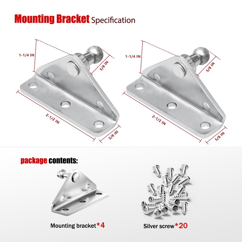 Vepagoo 10mm Ball Stud Mounting Bracket, Gas Struts Lift Support