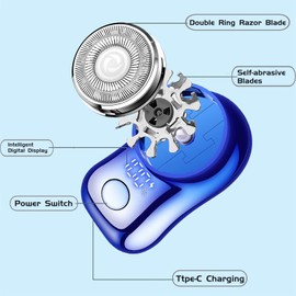 Mini Electric Shaver, Portable Powerful Storm Razor for Men Women, USB C Rechargeable, Battery Power Display, Lightweight Razor for Travel Office Business Trip