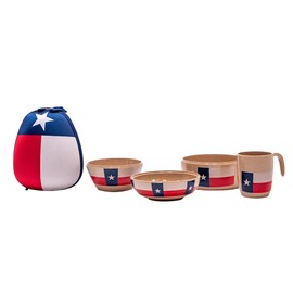 Refresh-a-Baby Rice Husk Stackable 4 - Pc Cup Bowl Set, BPA Free, Food-Grade Feeding Set for little ones, Ideal for Travel, (Texas)