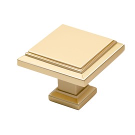 Alzassbg 10 Pack Matt Gold Cabinet Knobs, 1.3 Inch(32mm) Kitchen Cabinet Hardware Square Knobs for Cupboard and Drawer AL6071MGP