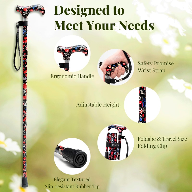 Merry Sticks Lightweight Foldable Walking Canes for Women and Men,