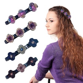 Haarspangen mit funkelnden Kristallsteinen, 4 Stück Elegante Haarstyling-Clips Strass-Haarspange, Haarspangen Damen, Funkelnde Kristall-Haarspange-Blume für Damen, Mädchen (COLOR:wie gezeigt)