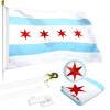 UD_G128 Flag Pole 5 FT White Tangle Free & Chicago