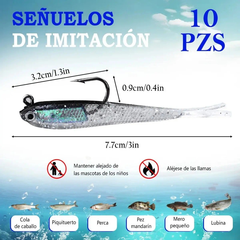 10 Señuelos Swimbait Para Pesca Suave Engaños Lobina Y Más