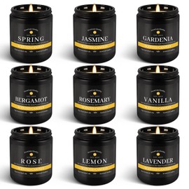YOROXRG 9Psc Scented Candles Set | Men Candle Set,7oz Gifts for Men Aromatherapy, Soy Candle of Oak/Cedar&Tobacco/Vanilla/Wood/Citrus/Lavender/Cedarwood/Bergamot/Leather(Black)