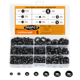 300 Pcs Rubber Grommets Kit, Electrical Cable Holes Grommets, Black Blanking Grommet, 7 Sizes Rubber Hole Plugs, Conductor Wiring Gasket Ring Grommet Assortment Kit for Protecting Wire Cable Plugs