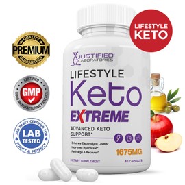 (3 Pack) Lifestyle Extreme Keto Pills 1675MG New & Improved Formula Contains Apple Cider Vinegar Extra Virgin Olive Oil Powder Green Tea Leaf 180 Capsules