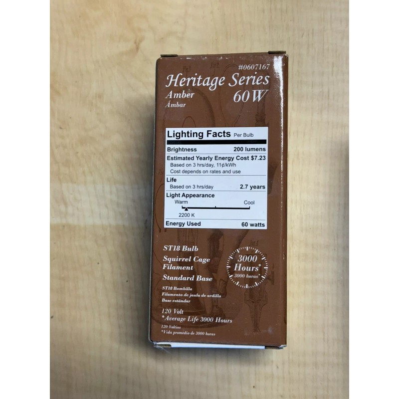 Heritage 4 Light Bulbs Heritage Series Amber 60W ST18 Squirrel
