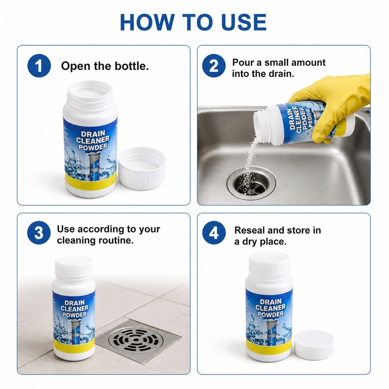 Powerful Drain Cleaner Powder for Sink, Toilet & Kitchen Pipes