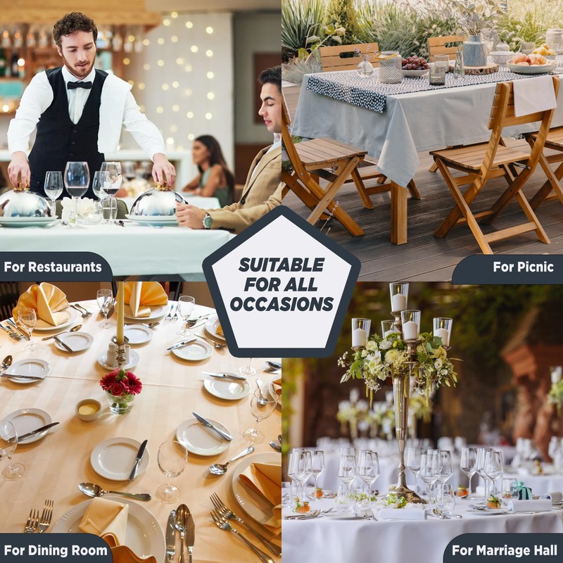 WedDecor White Square Tablecloth 54 x 54 inch Polyester Linen
