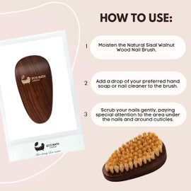 Eco Bath London Natural Sisal Walnut Wood Nail Brush, 59 g