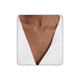 Nymora 14K Gold Plated Y-Shaped Necklace for Women - Trendy Lariat Layered Chain Jewelry