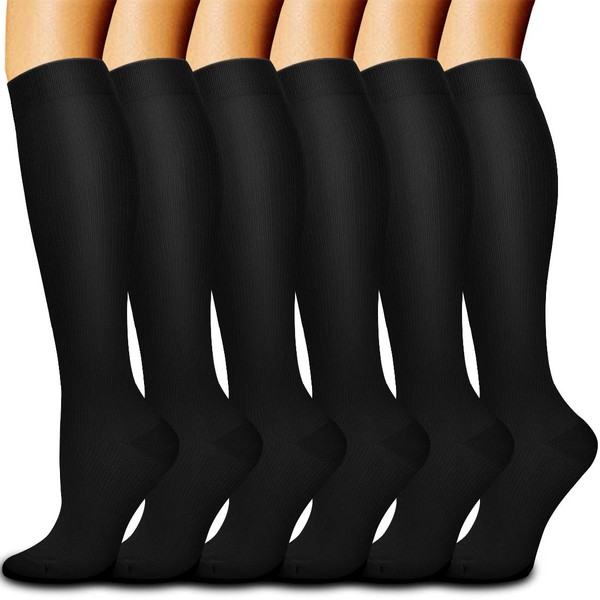 6 Pack Copper Compression Socks for Women and Men Circulation-Best Support for Medical, Running,Nursing,Athletic