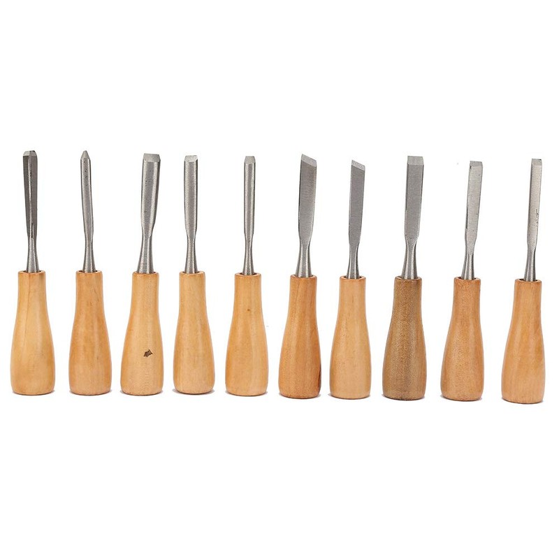 Carving Tools Set, 10Pcs with Wooden Handles in a Wooden