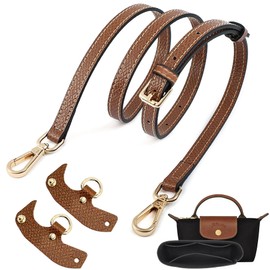Shoulder Strap for Longchamp Women's Bag, Shoulder Strap for Longchamp, Length-Adjustable Replacement Strap Made of Leather, Handbag No-Punch Transformation Accessories, Brown+Black Pocket Organizer