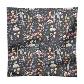 AOHRO Head Scarf for Women, 27.5" Cute Like Satin Head Hair Scarf, Large Square Fashion Printed Bandana for Hair Wrapping, Black Flowers