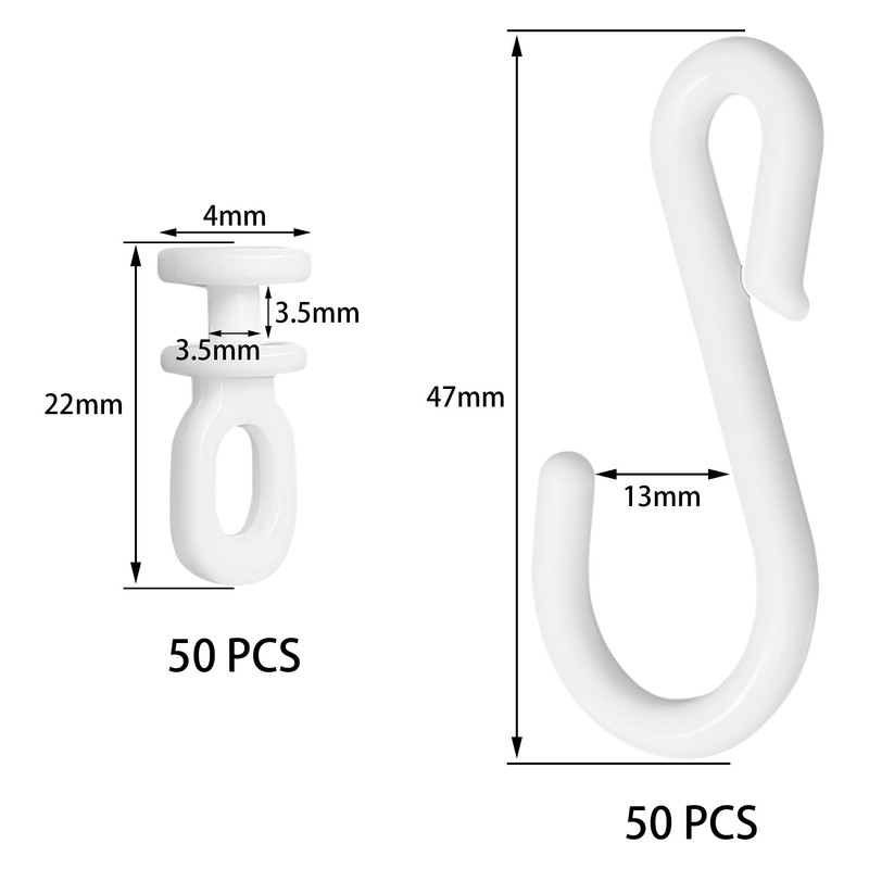 50 Pairs of Curtain Track Roller Hooks – Plastic Curtain