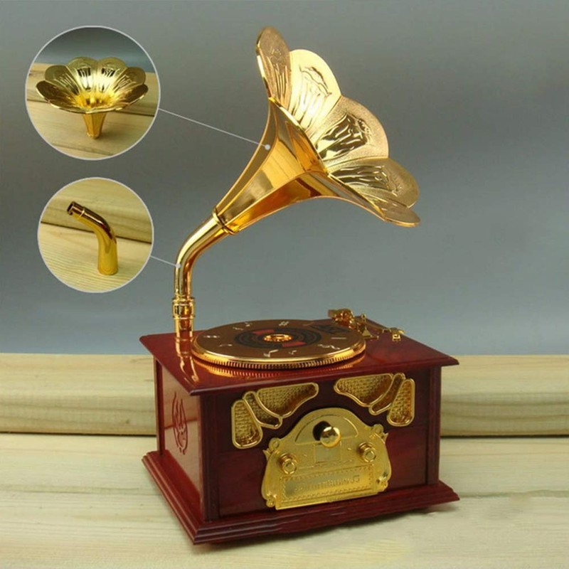 Corkwaw Gramophone music box, classical trumpet gramophone cosmetic box and