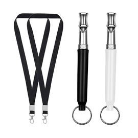 HENWUBEI 2 Packs of Dog Whistle, Dog Whistle Stop Barking Whistle, Adjustable ultrasonic Silent Dog Whistle, Professional Recall Dog Training Whistle, with Lanyard (Black and White)