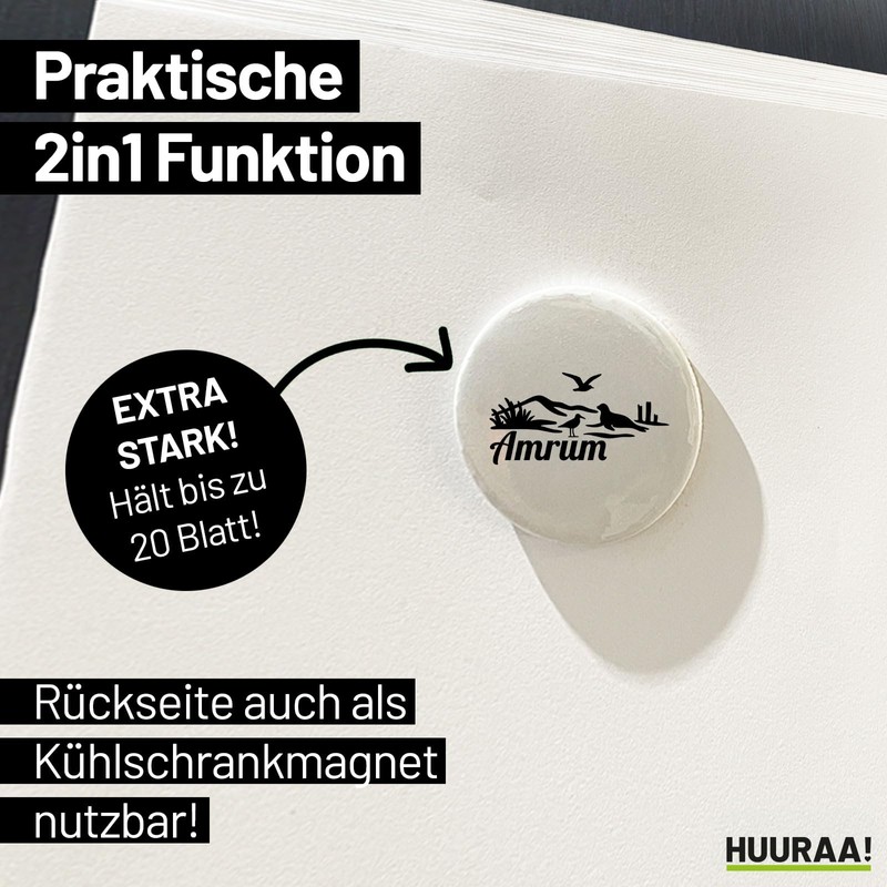 Huuraa Magnet Amrum Strandmotiv Geschenk 59mm Flaschenöffner Amrum Geschenkidee