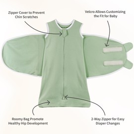 Baby Swaddle for Newborn Sleep Sack 0-3 Months, 2-Pack Transition Swaddle Arms Up/In/Out with 2-Way Zipper 100% Cotton 0.8 Tog Baby Transitional Sack for Boy Girl (Small 5-14lbs)